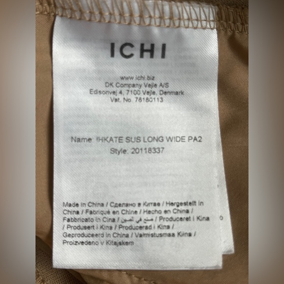 ICHI IHKATE SUS Wide Leg Pants - Tan/Camel - Recycled Fabric - Size Medium - Picture 4 of 6